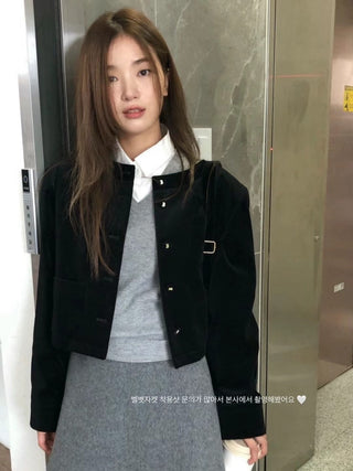 Velvet buckle coat