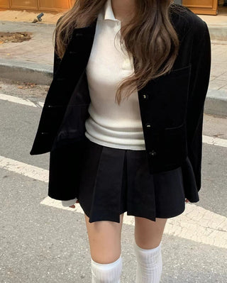 Velvet buckle coat