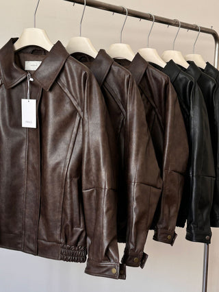 Loose leather coat