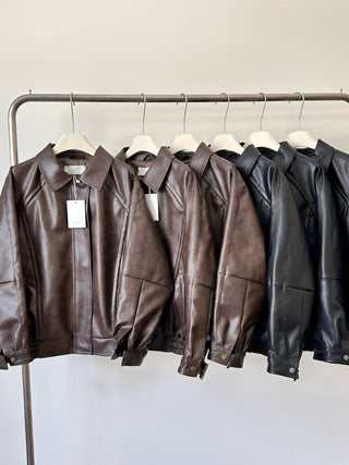 Loose leather coat