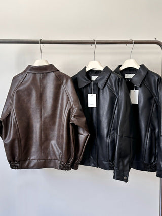 Loose leather coat