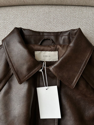 Loose leather coat