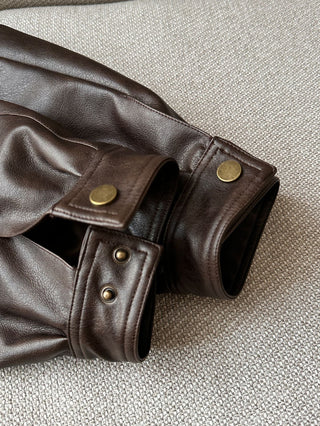 Loose leather coat