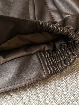Loose leather coat