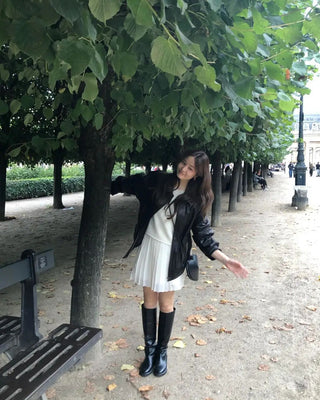 Loose leather coat