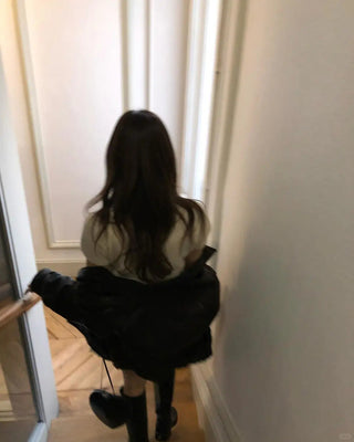 Loose leather coat