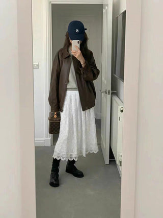 Loose leather coat