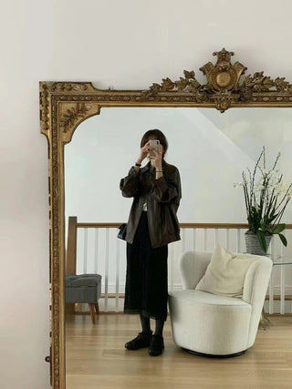 Loose leather coat