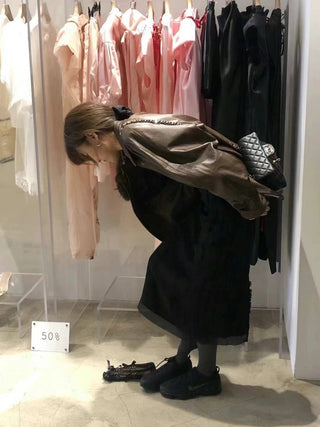 Loose leather coat