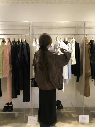 Loose leather coat