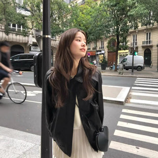 Loose leather coat