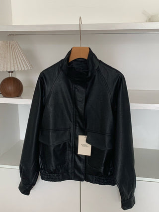 Stand collar biker jacket