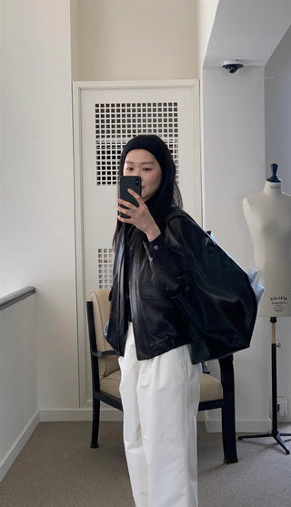 Stand collar biker jacket