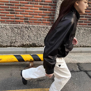 Stand collar biker jacket
