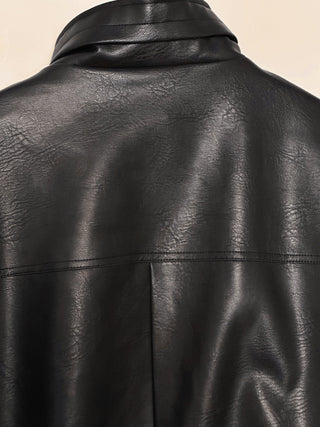 Stand collar leather jacket