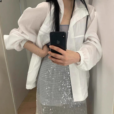 Stand collar zipper coat
