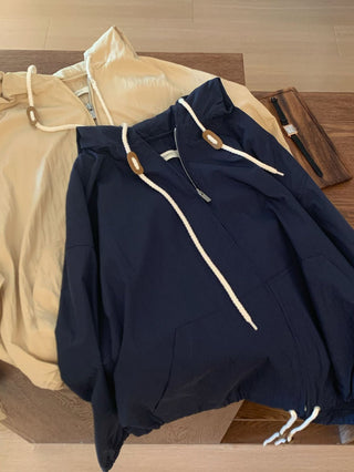 Hood drawstring coat