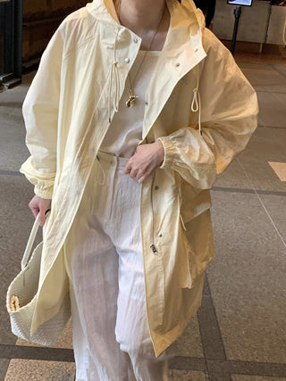 Hooded mid-length coat
