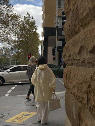 Hooded mid-length coat