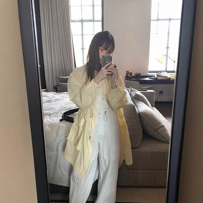 Hooded mid-length coat