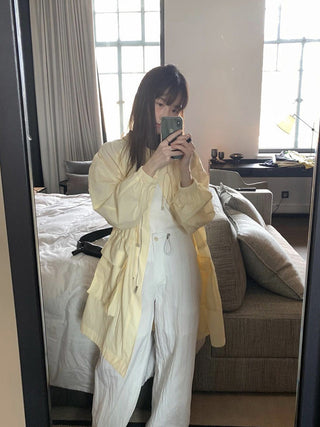 Hooded mid-length coat