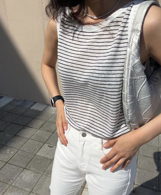 Striped sleeveless Top