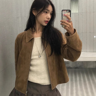 Suede biker jacket