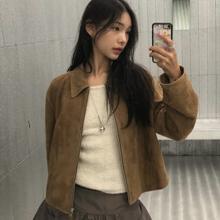 Suede biker jacket