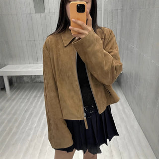 Suede biker jacket