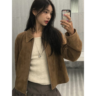 Suede biker jacket