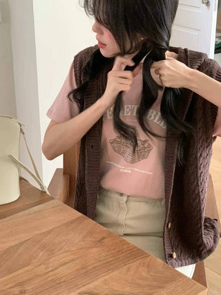 Letter shoulder Top