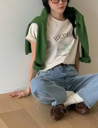 Letter shoulder Top