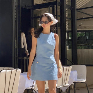 Blue waist dress