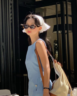 Blue waist dress