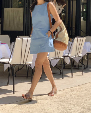 Blue waist dress