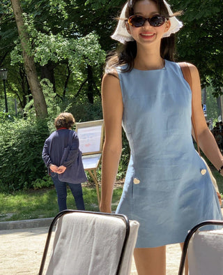 Blue waist dress