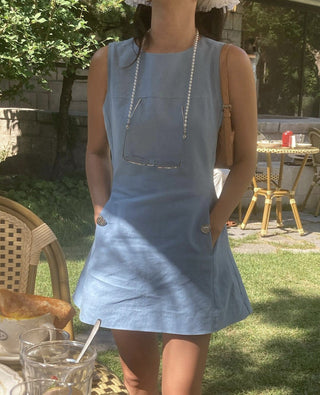 Blue waist dress
