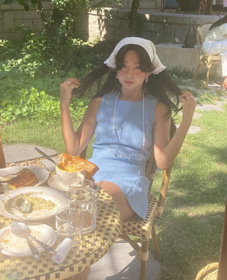 Blue waist dress