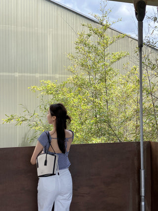 Off-neck backless Top