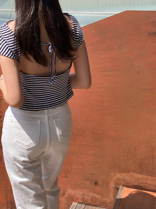 Off-neck backless Top