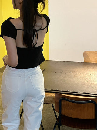 Off-neck backless Top