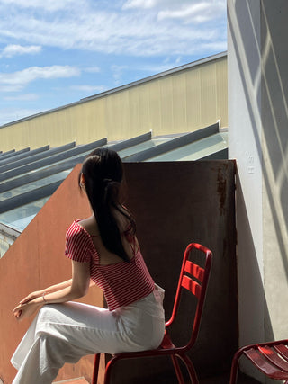 Off-neck backless Top