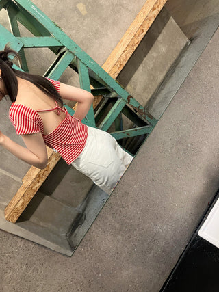 Off-neck backless Top