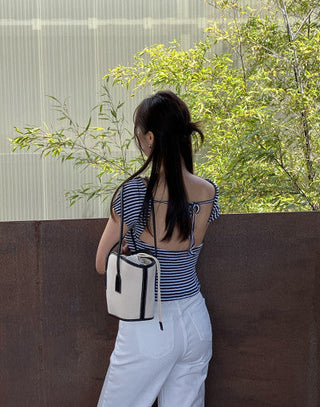 Off-neck backless Top