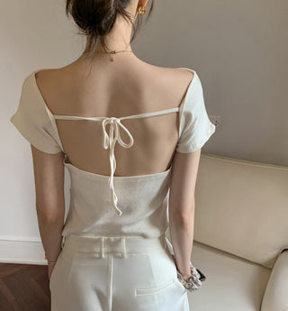 Off-neck backless Top