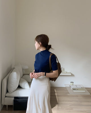 Half-collar knit Top