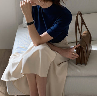 Half-collar knit Top