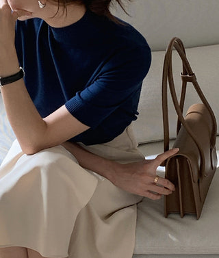 Half-collar knit Top