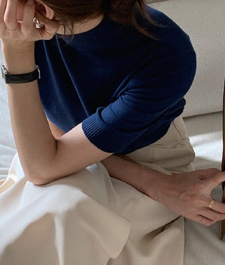 Half-collar knit Top