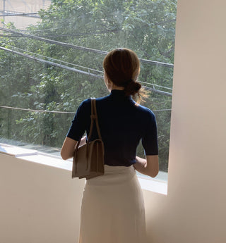 Half-collar knit Top